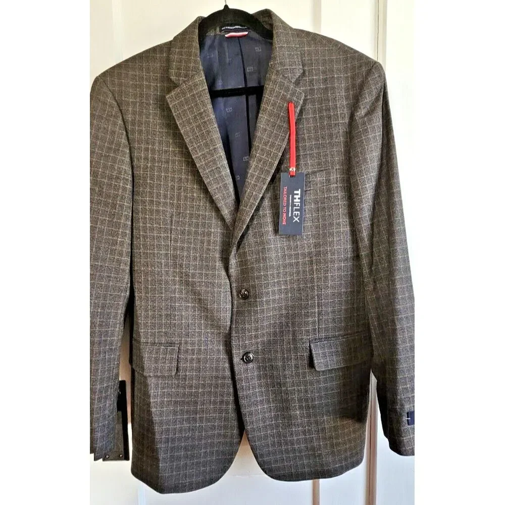 NWT Tommy Hilfiger TREVOR‎ THEFLEX sport coat charcoal brown 44REG